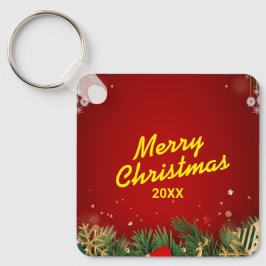 Aangepaste Kerst Vierkante Metalen Sleutelhanger