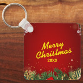 Aangepaste Kerst Vierkante Metalen Sleutelhanger (Voorkant)