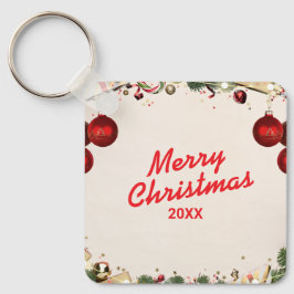 Aangepaste Kerst Vierkante Metalen Sleutelhanger