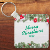 Aangepaste Kerst Vierkante Metalen Sleutelhanger (Voorkant)