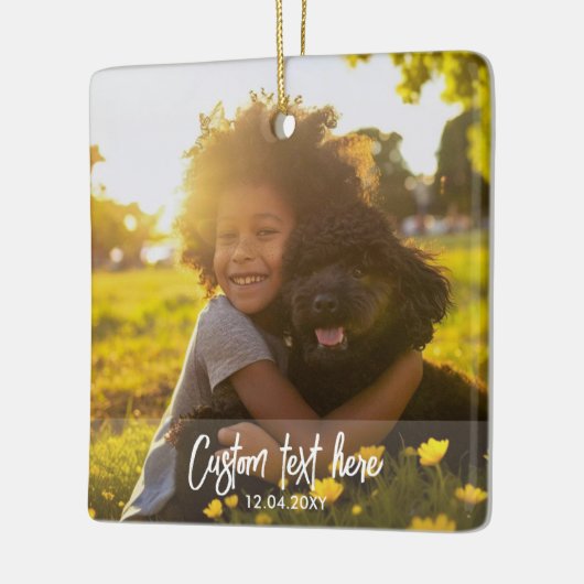 Aangepaste kerst Volledige twee foto script tekst Keramisch Ornament (Links)