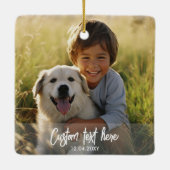 Aangepaste kerst Volledige twee foto script tekst Keramisch Ornament (Achterkant)