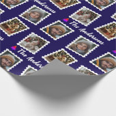 Aangepaste kerst voor een gezin van vier cadeaupapier (Hoek)