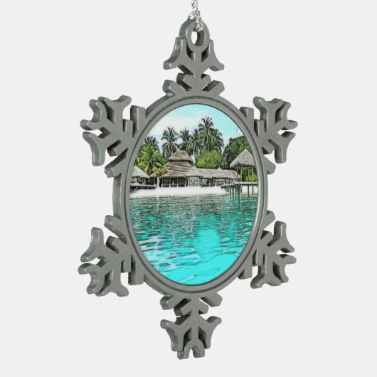 Aangepaste kerst voor Maldiven Tin Sneeuwvlok Ornament (Links)