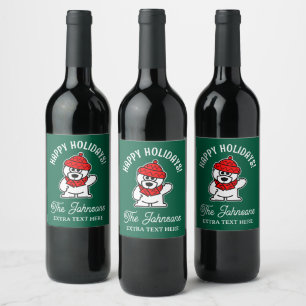 Aangepaste kerst wijnfles etiketten met schattig b