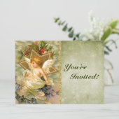 Aangepaste  kerstangel met Victoriaans kerstmis |  Kaart (Staand voorkant)