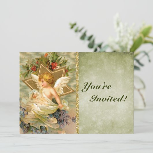 Aangepaste kerstangel met Victoriaans kerstmis | Kaart (Staand voorkant)