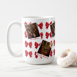Aangepaste kerstbeker met meerdere foto's en rode koffiemok