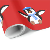 Aangepaste kerstbekroonde pinguïn cadeaupapier (Rol Hoek)