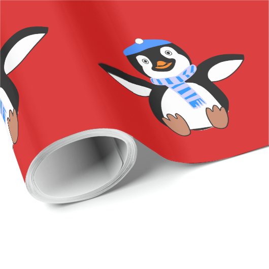 Aangepaste kerstbekroonde pinguïn cadeaupapier (Rol Hoek)