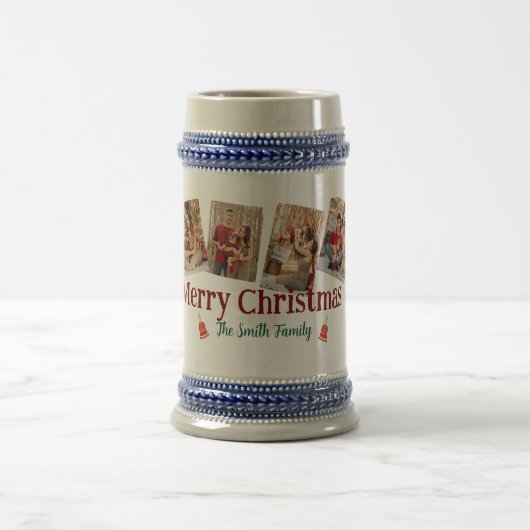 Aangepaste kerstbierpul met 6 foto's en tekstcadea bierpul (Center)