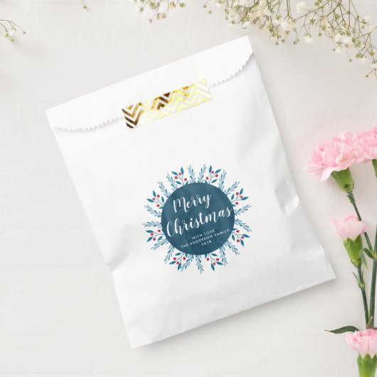 Aangepaste kerstblauwe Waterverf Floral Bedankzakje (Gezegeld)