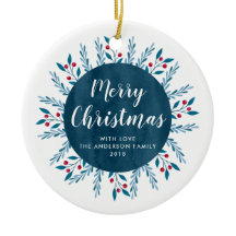 Aangepaste kerstblauwe Waterverf Floral