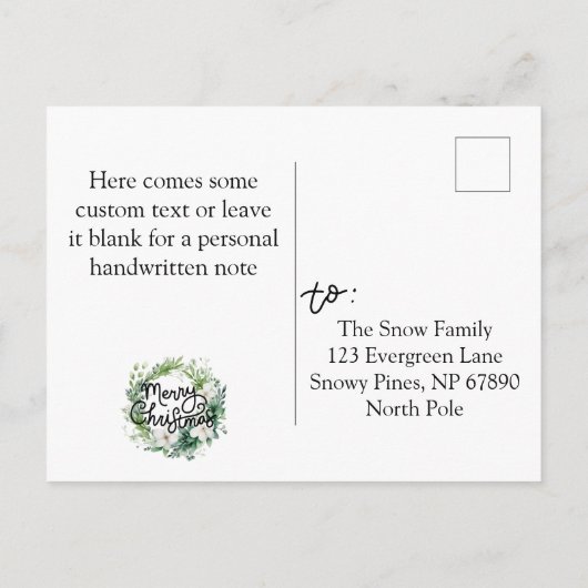 Aangepaste Kerstbloemen & Vogel – Al onze Liefde Briefkaart (Achterkant)