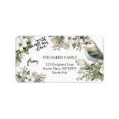 Aangepaste Kerstbloemen & Vogel – Al onze Liefde Etiket (Voorkant)