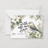 Aangepaste Kerstbloemen & Vogel met al onze liefde Notitiekaartje (Voorkant)
