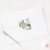 Aangepaste Kerstbloemen & Vogel - Met Liefde Vierkante Sticker (Envelop)