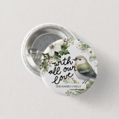 Aangepaste Kerstbloemen & Vogelkussen - Met Liefde Ronde Button 3,2 Cm (Voorkant /achterkant)