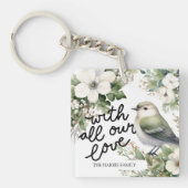 Aangepaste Kerstbloemen & Vogelkussen - Met Liefde Sleutelhanger (voorkant)