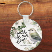 Aangepaste Kerstbloemen & Vogelkussen - Met Liefde Sleutelhanger (Voorkant)