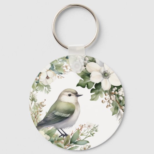 Aangepaste Kerstbloemen & Vogelkussen - Met Liefde Sleutelhanger (Achterkant)
