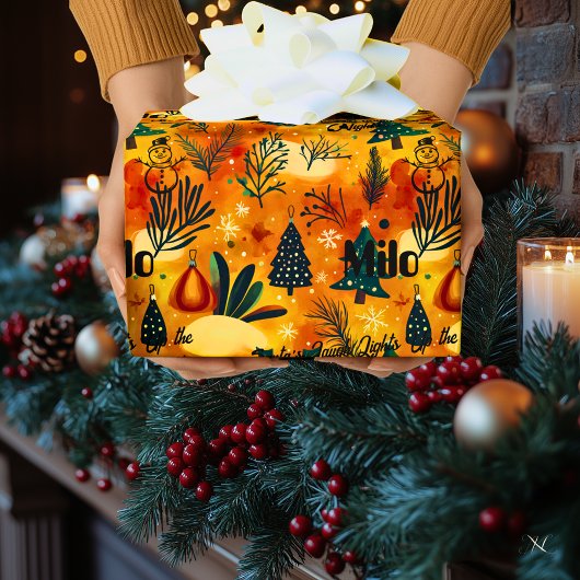 Aangepaste kerstbomen en sneeuwpoppen Kinder Cadeaupapier