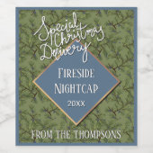 Aangepaste Kerstboom Dennentakken Jeneverbessen Wijn Etiket (Enkel label)