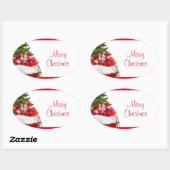 Aangepaste kerstboom en Sjabloon voor cadeautjes Ovale Sticker (Vel)