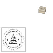 Aangepaste Kerstboom Familienaam Retouradres Rubberstempel (Gestempeld)