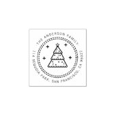 Aangepaste Kerstboom Familienaam Retouradres Rubberstempel (Afrduk)