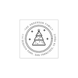 Aangepaste Kerstboom Familienaam Retouradres Rubberstempel