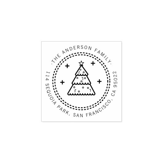 Aangepaste Kerstboom Familienaam Retouradres Rubberstempel (Afrduk)