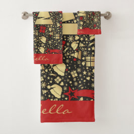 Aangepaste kerstboom met snowflakes bad handdoek