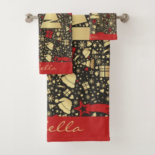 Aangepaste kerstboom met snowflakes bad handdoek (Insitu)