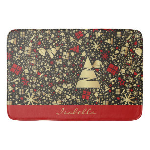 Aangepaste kerstboom met snowflakes badmat