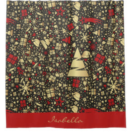 Aangepaste kerstboom met snowflakes douchegordijn