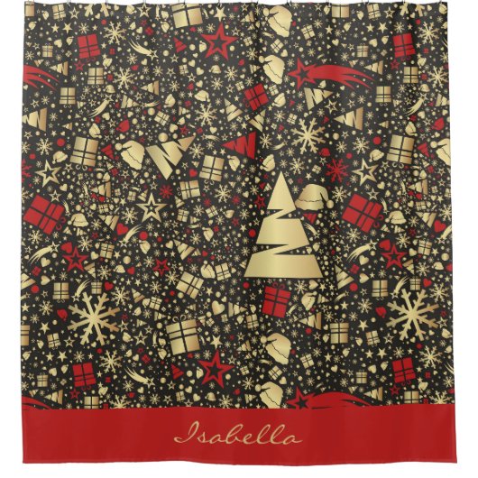 Aangepaste kerstboom met snowflakes douchegordijn (Voorkant)