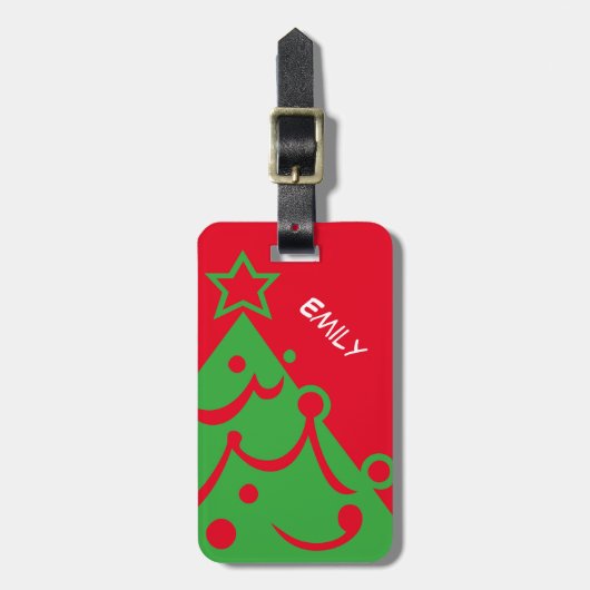 Aangepaste kerstboom met twee kanten bagagelabel (Voorkant verticaal)