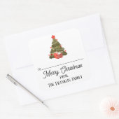 Aangepaste kerstboom naar & van vierkante sticker (Envelop)