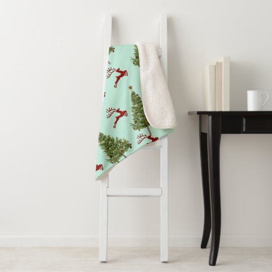 Aangepaste kerstboom & rendier Gezellig vakantie c Sherpa Deken (In situ)