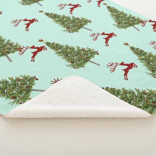 Aangepaste kerstboom & rendier Gezellig vakantie c Sherpa Deken (3/4)