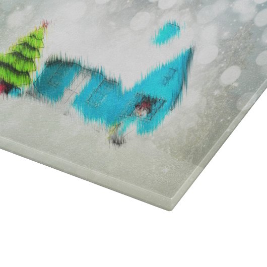 Aangepaste Kerstboom Sneeuw Man Huis Snijplank (Hoek)