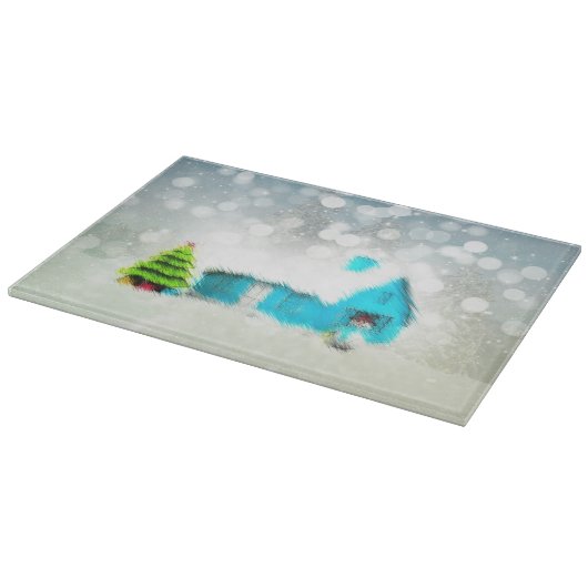 Aangepaste Kerstboom Sneeuw Man Huis Snijplank (Hoek)