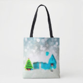 Aangepaste Kerstboom Sneeuw Man Huis Tote Bag (Voorkant)