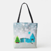 Aangepaste Kerstboom Sneeuw Man Huis Tote Bag (Achterkant)