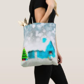 Aangepaste Kerstboom Sneeuw Man Huis Tote Bag (Dichtbij)