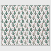 Aangepaste kerstboom snoeprepen blauw rood patroon cadeaupapier (Vlak)