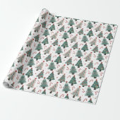 Aangepaste kerstboom snoeprepen blauw rood patroon cadeaupapier (Uitgerold)