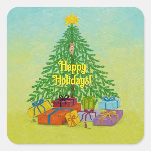 Aangepaste kerstboom vierkante sticker (Voorkant)