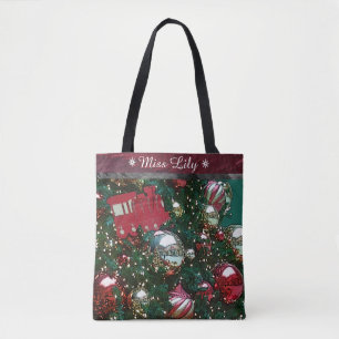 Aangepaste kerstboomcursus tote bag